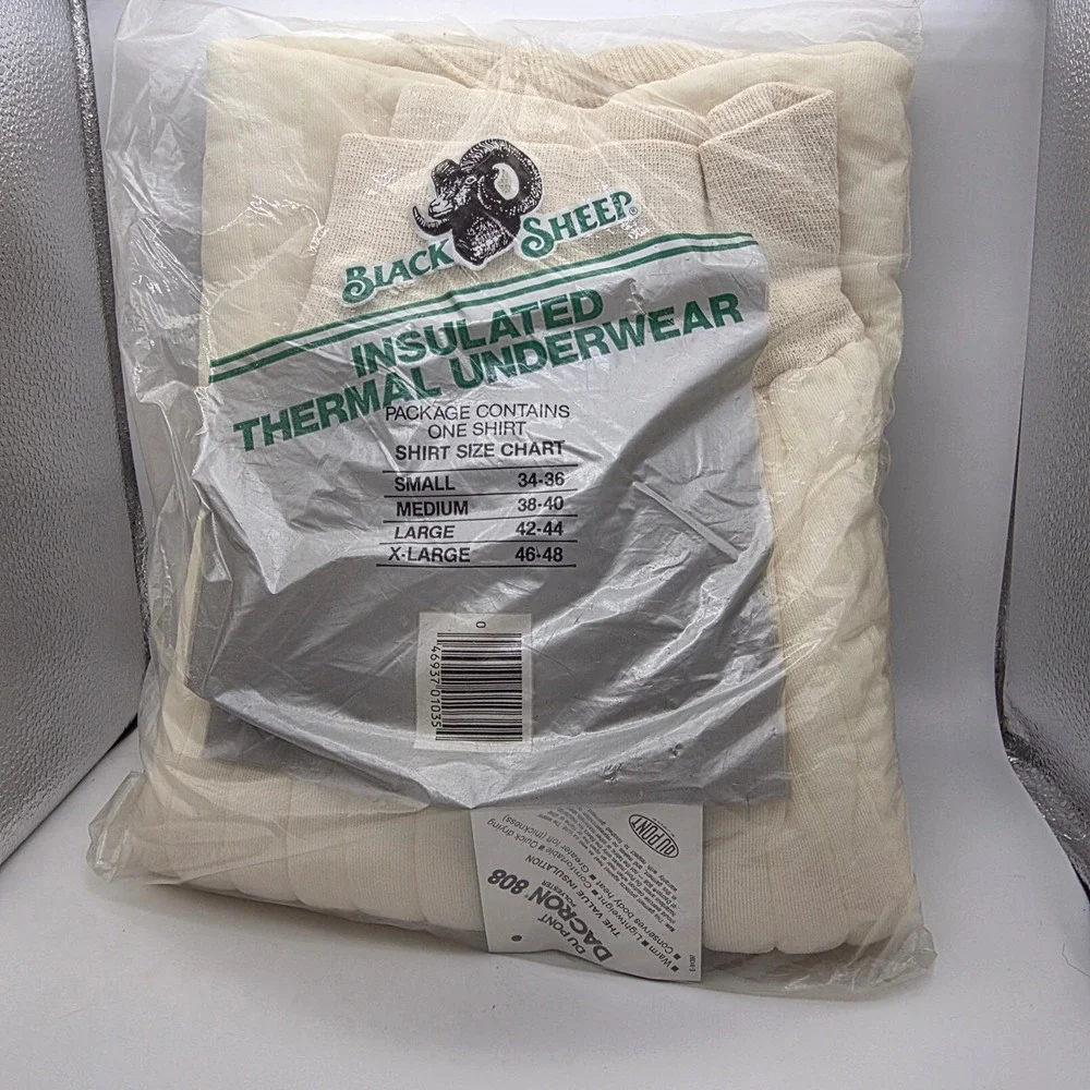 Black Sheep Insulated Thermal Underwear Mens XL Shirt Cream DuPont Dacron New